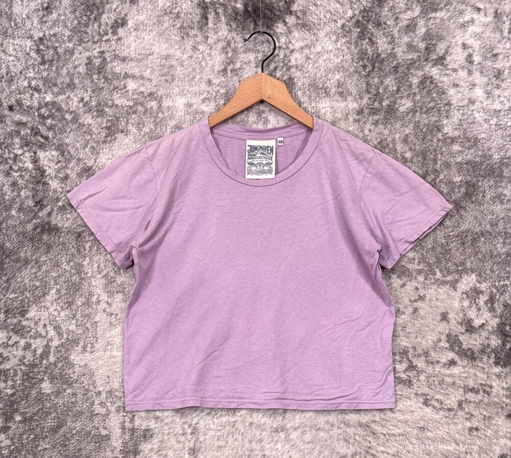 Jungmaven Shirt XS Womens Hemp Cotton Purple Boxy Short Sleeve